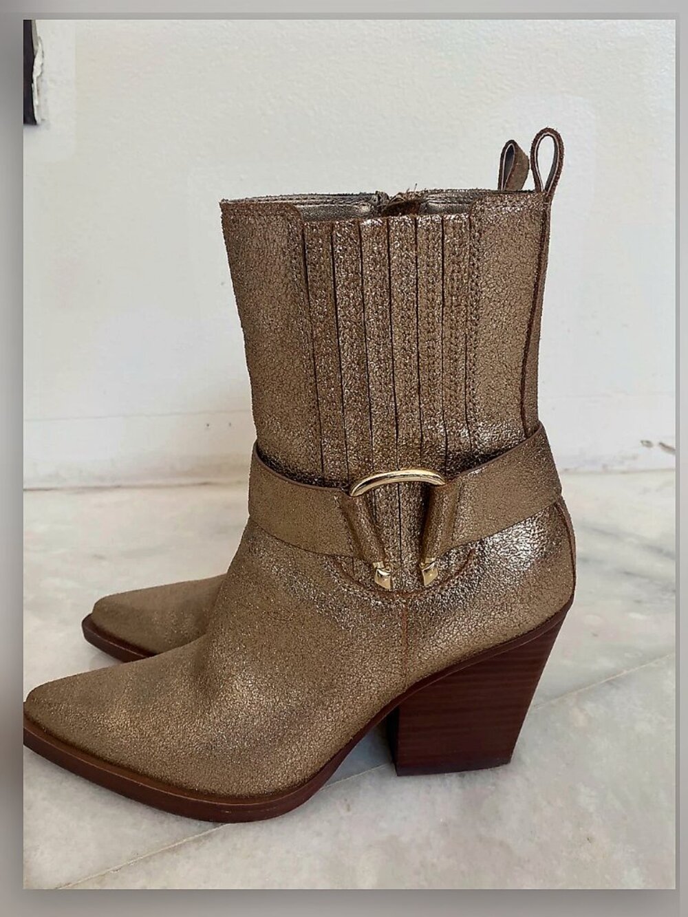 Gold Dolce Vita Cowboy Boots